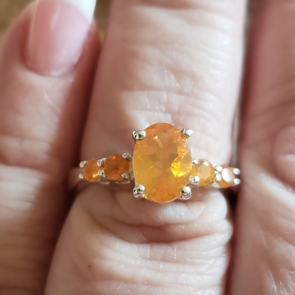Sz 7, Mexican Fire Opal 🔥 925 Silver, TGW 1.13 carats, NWT